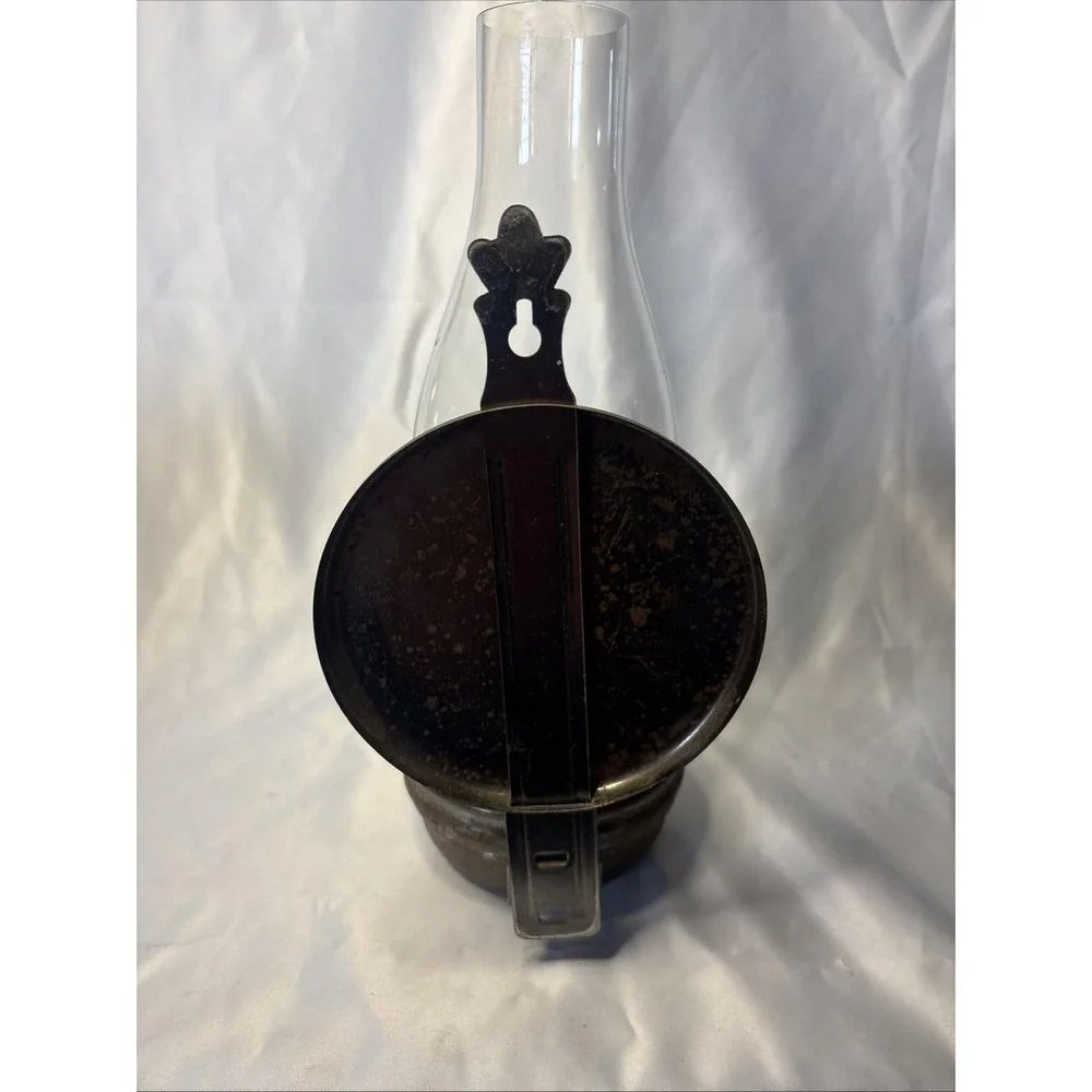 Vntg kadaan  Wall Sconce Onion Lantern Oil Hurricane Lamp w Reflector Metal Lamp